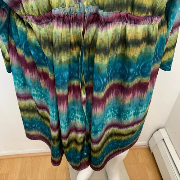 Womans Coverup 3X Tie Cinched Waist Lightweight Short Flare Sleeve Above Knee - Picture 3 of 12